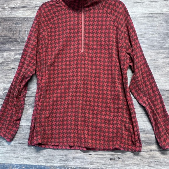 Columbia Red Houndstooth Sweatshirt Half Zip Womens 1X - Picture 1 of 4